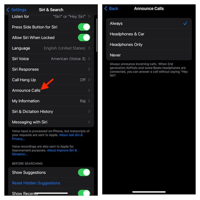 Have Siri announce phone calls on iPhone