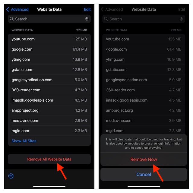 how to Remove all Safari website data at once on iPhone and iPad
