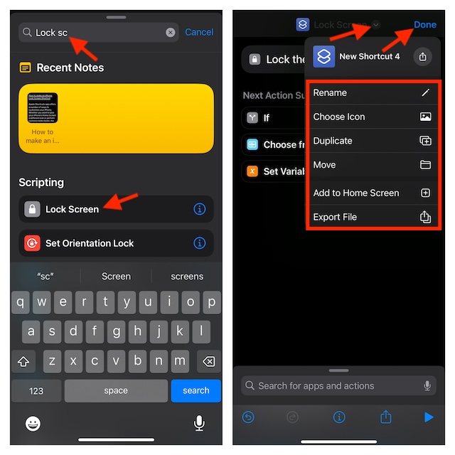 Create an iPhone lock screen shortcut