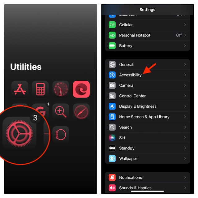 Select Accessibility on iOS and iPadOS