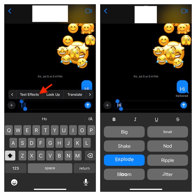 Use iMessage text effects in iOS 18