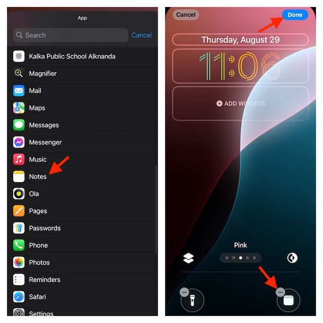 Add notes app to iPhone lock screen