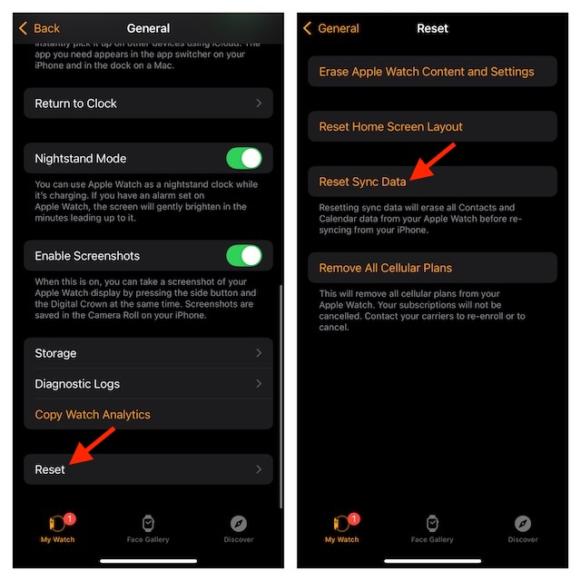 Reset Sync data on Apple Watch