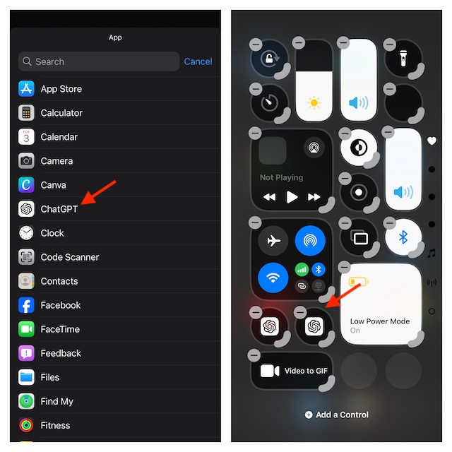 Add chatgpt to your iPhone control center