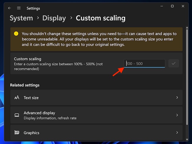 How to Set a Custom Scale Size of a Display on Windows 11